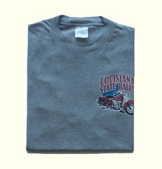 JERZEES VTG MOTORCYCLE BIKER LOUISIANA STATE RALLY DISTRESSED GRAY T SHIRT SZ