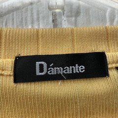 Dámante Shirt Mens XL Yellow Ribbed Vertical Stripe Short Sleeve Crewneck Knit