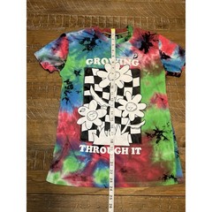 aLab Tie Dye Men’s Small Short Sleeve T-shirt Black & White Floral Print