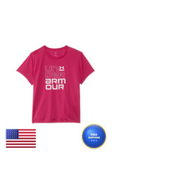 Under Armour Girls Tech Split Wordmark Short Sleeve T Shirt 681 Shaded