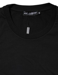 DOLCE & GABBANA T-shirt Black Logo Print Cotton Men Crew Neck IT46/US36/S 750usd