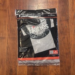 Vintage ‘90s Hanes Essential Gray Black Crewneck Pocket T-shirt XXL NOS NWT