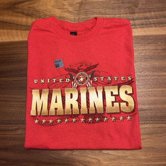 U.S. Marines Marine Gold & Flag T Men’s Red Graphic Crew Neck Tee M