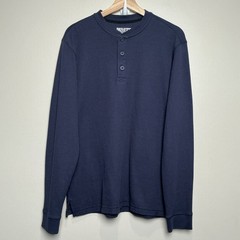 Duluth 40 Grit Henley Thermal Shirt S Standard Fit Untucked Length Blue