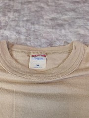 Soffe USA Made XL Beige Basic Tee 50 50 Cotton Poly Short Sleeve Casual Shirt