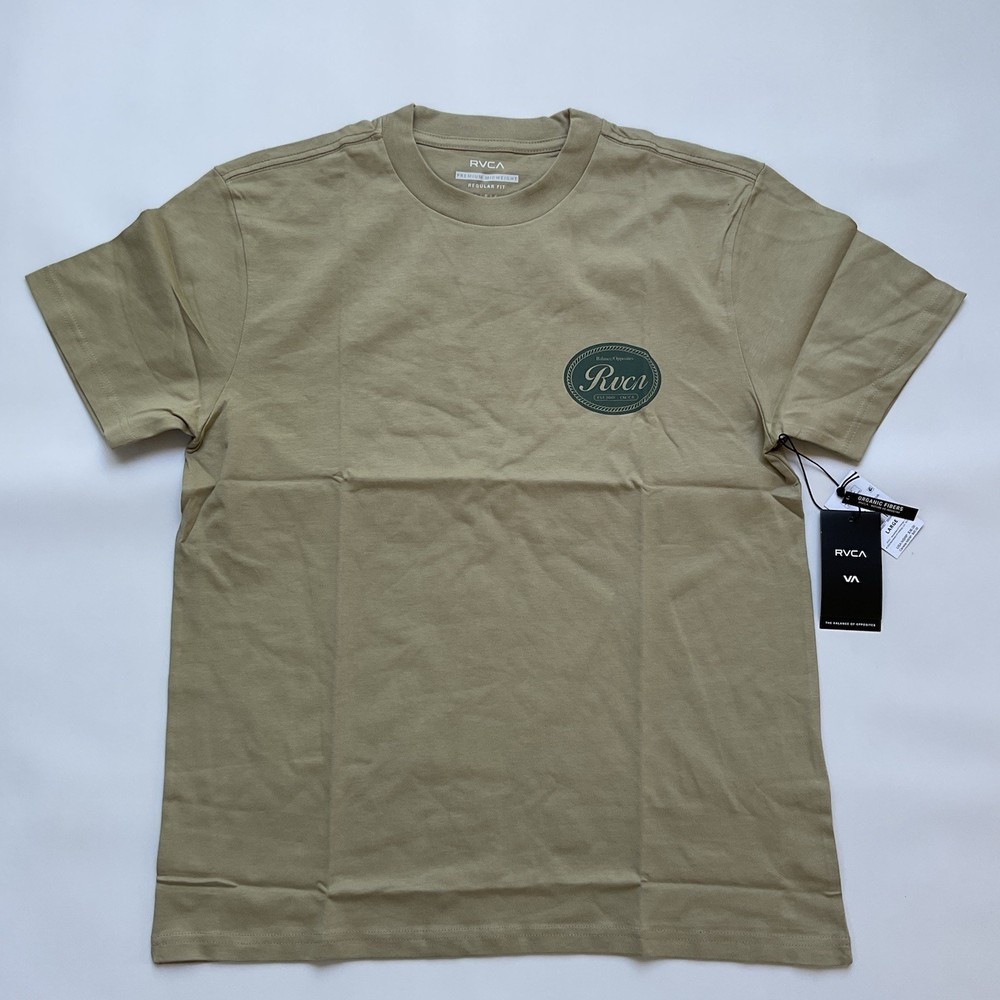 $36 RVCA Men’s Classic Seal T-Shirt Short Sleeves Regular Fit In Khaki Size L