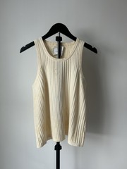 King & Tuckfield Men’s Cropped Ribbed Cotton Tank Top Solid Beige M