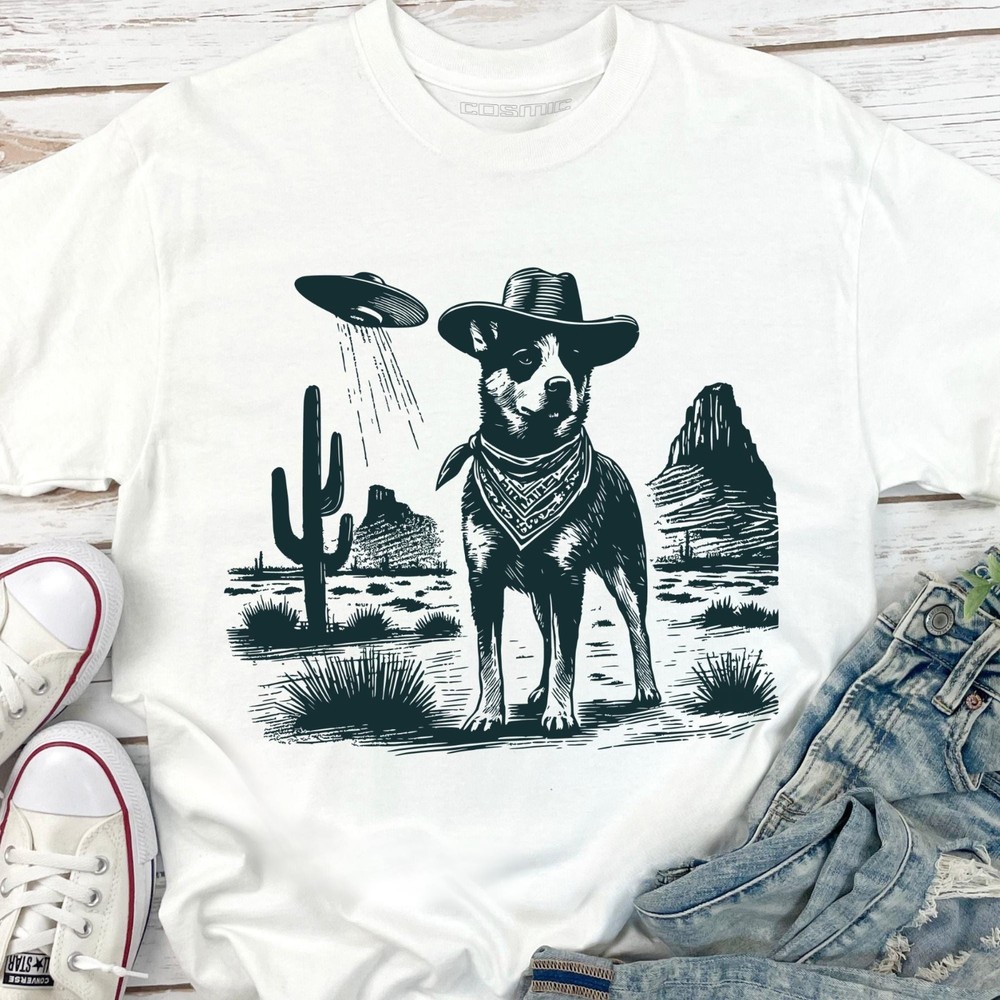 Vintage Australian Cattle Dog UFO T-shirt