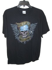 Red White & Blue Through and Through Skull T-Shirt Mens Medium Black NWOT