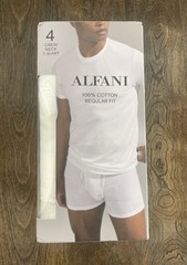 Alfani Men’s T shirt White 4 Pack Regular-Fit Crew Neck 100% Cotton Medium 32-34