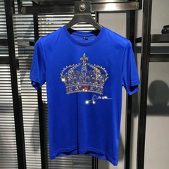 New Fashion Trend Crown Hot Diamonds Rhinestones Summer Luxury Men T-Shirt