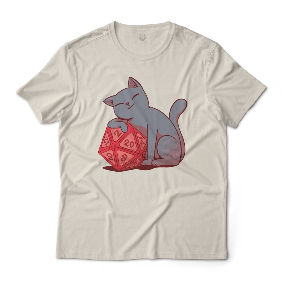 Dungeons And Dragons Cat D20 Dice Graphic T-Shirt Lightweight Cotton Tee Unisex