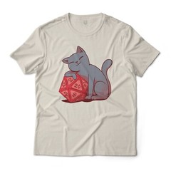 Dungeons And Dragons Cat D20 Dice Graphic T-Shirt Lightweight Cotton Tee Unisex