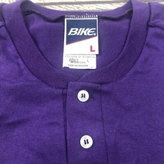 VTG BIKE Athletic Purple T-Shirt SZ L Single Stitch 2 button Shirt Sleeve