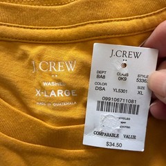 NWT J. Crew Men’s Dried Saffron Gold Washed Jersey Crewneck Tee – SIZE LARGE