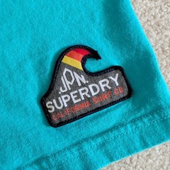Superdry Y2K Shirt Adult Large Turquoise Retro Surf Skater Graphic Tee Japanese*