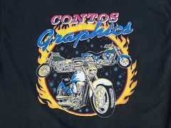 Vtg Contos Graphics Motorcycle Black Tshirt On Fruit Of The Loom Sz XL Weed T