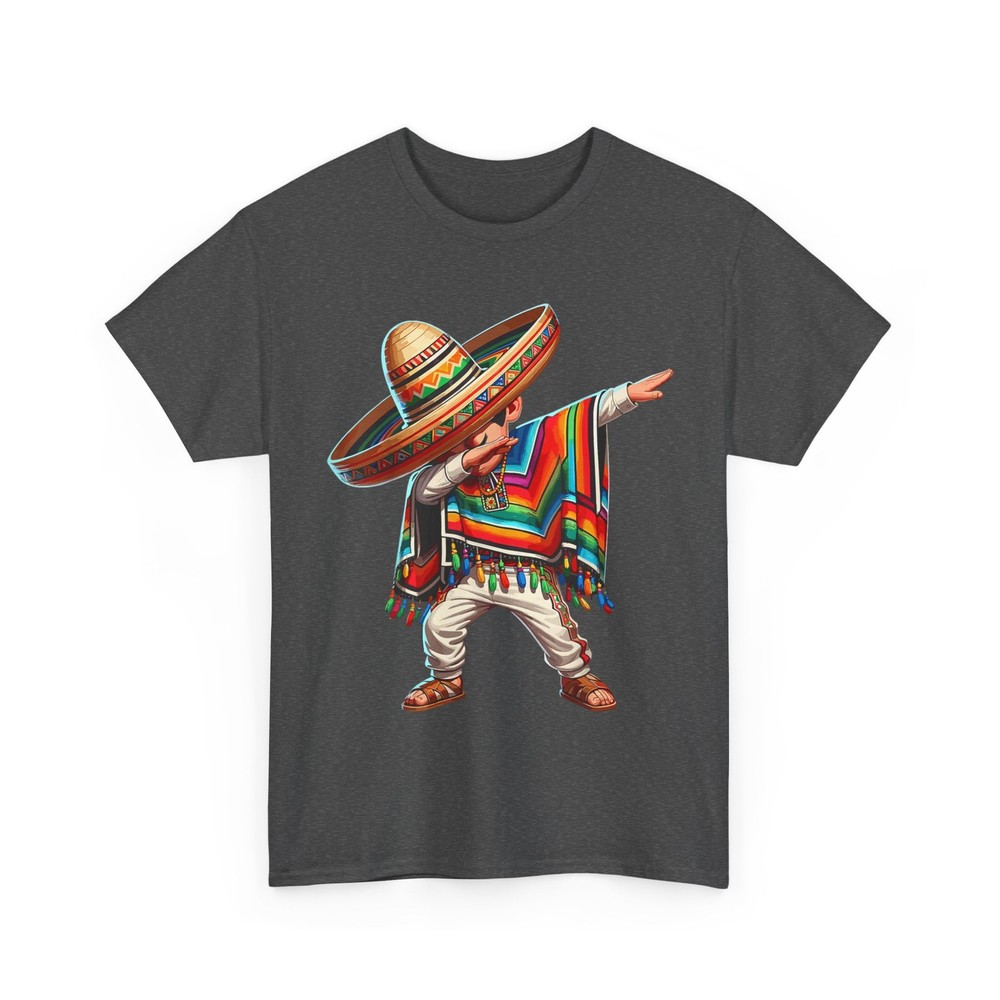 Mexican Boy Dabbing in Poncho Cinco de Mayo T-Shirt for Men and Women