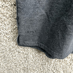 BYLT T-Shirt Men’s Medium Dark Gray Basic Crew Neck Split Hem Lux Short Sleeve