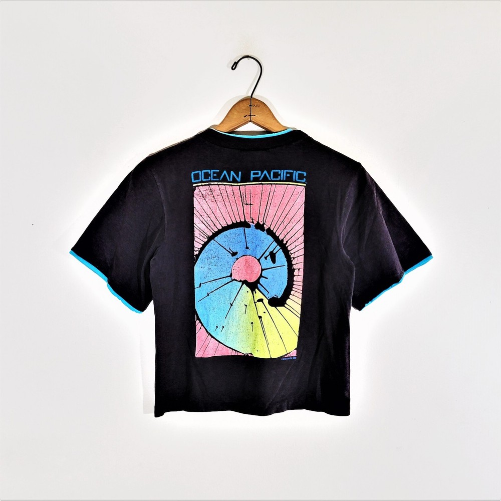 Vintage 80s Ocean Pacific T Shirt Vtg 1989 Psychedelic Surf Skate OP Tee USA S