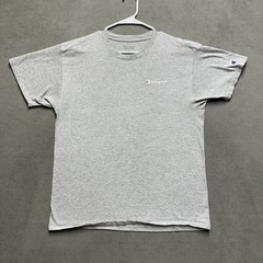 Champion T-Shirt Mens Large Heathered Gray Spell Out Logo Classic Tee Casual GUC