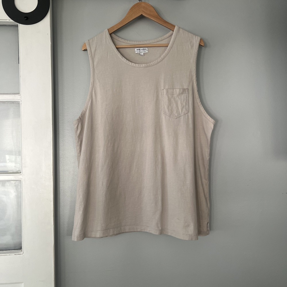 Banks Journal Men’s XL 100% Organic Cotton Primary Tank Top Soft Bone/Beige Hue