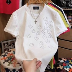 New Fashion Men Trendy Drill Rhinestone Diamond Summer Streetwear Luxury T-Shirt