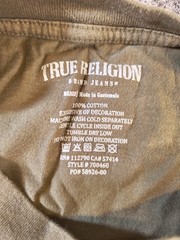 True Religion Metallic Gold Buddha Graphic T‑Shirt Olive Green Size M