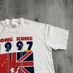 Vintage Hong Kong 1997 Shirt Mens Large White Rambo Flag Souvenir 90s Tee