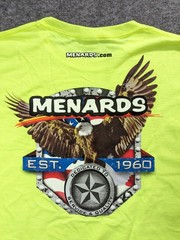 Menards Rheem Hi-Vis Neon Yellow T-Shirt 2XL Jerzees Dri-Power Active Eagle Logo