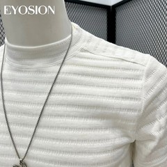 Summer Men Knitted Textured T-Shirt Slim Casual Solid O-Neck Short Sleeve Top