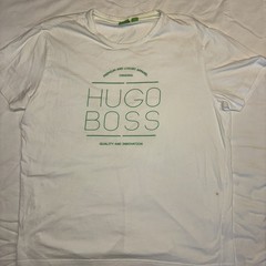 Hugo Boss White Graphic T-Shirt GREEN LABEL INNOVATION LOGO – Sm Spot On Front