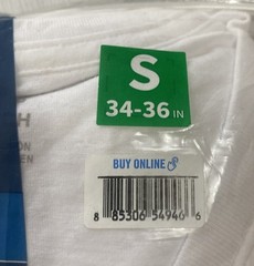Fruit On The Loom – 6 White V-Necks Men Shirts – Size S (34-36 in)