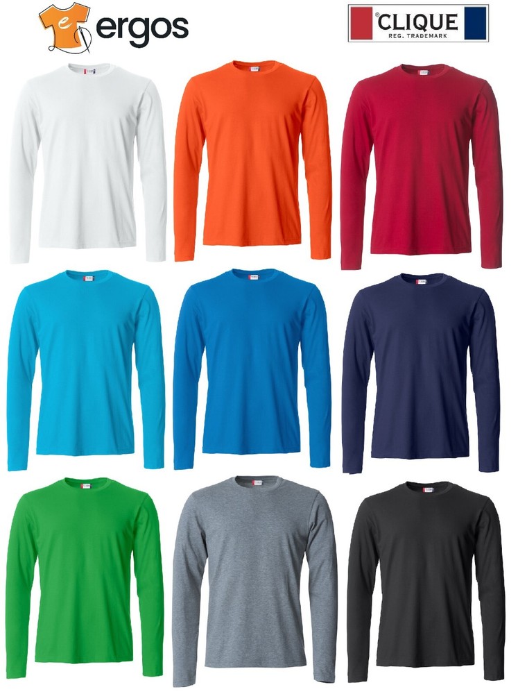 CLIQUE T-Shirt Maglietta BASIC-T Maglia Manica Lunga Maglietta Uomo 100% Cotone