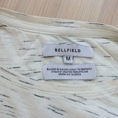White Marbled Slub T Shirt Mens MEDIUM Space Dye Earthy Casual Prep BELLFIELD