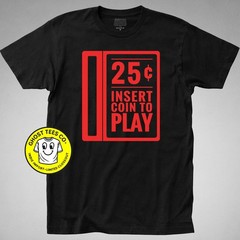 INSERT COIN T-shirt arcade gamer room video game cabinet man cave claw joystick