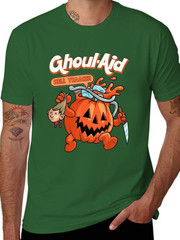 Men’s Halloween Ghoul Aid Pumpkin Graphic T-Shirt – 100% Cotton Short Sleeve Cre