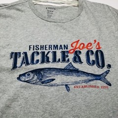 Chaps T Shirt Men’s Medium Gray Short Sleeves Fisherman Fishing Crewneck Cotton