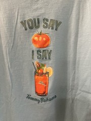 Tommy Bahama Men’s M Tee Shirt You Say Tomato I say Bloody Mary Turquoise Haze