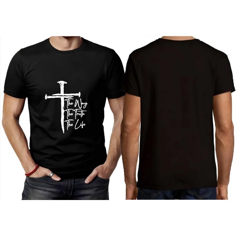 Men’s Christian Faith Graphic T-Shirt – The Way The Truth The Life Cross Design