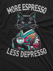 Funny Cat Shirt Cat Joke Shirt Espresso Depresso Shirt Coffe Funny T-Shirts
