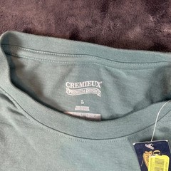 Cremieux Graphic T-Shirt Mens Large Green Rock On Guitar Drum Cotton Tee