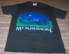 Vintage Mount Rushmore South Dakota T-shirt Mens SMALL Blue Foil Print