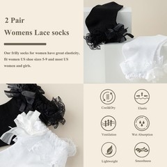 Womens Ankle Socks Lace Ruffle Frilly Cotton Cute Princess Ankle Dress Lace Sock
