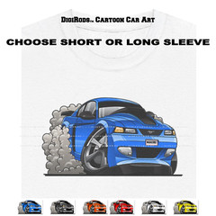 DigiRods Ford Mustang Mach1 Mach 1 2003 2004 Model Cartoon Car White T Shirt
