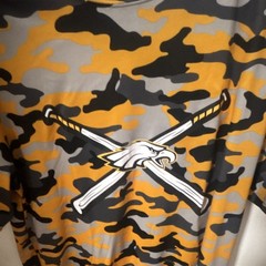 Badger Sport Camo Eagle Logo #48 Gray Black Yellow Men’s T-Shirt M Polyester
