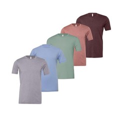 5 Pack Bella Canvas Mens Heather T Shirts Short Sleeve Crew Neck Tees Large C5