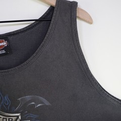 Vintage 2006 Harley Davidson Oak Lawn Tank Top 2X Biker Grunge Fade Black Cotton
