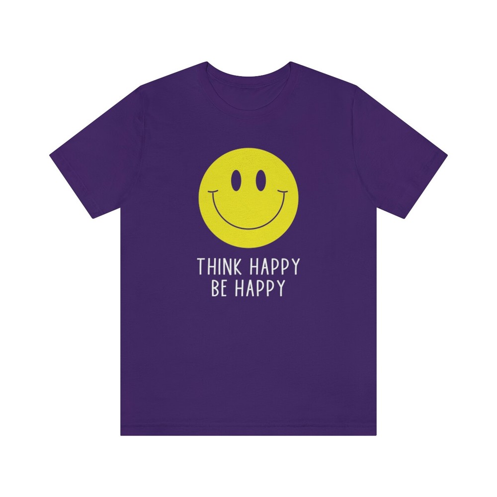 Unisex Think Happy Be Happy Yellow Smile Face Shirt Cute Smiling Smile T-Shirt