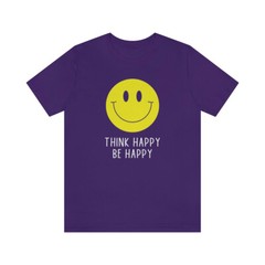 Unisex Think Happy Be Happy Yellow Smile Face Shirt Cute Smiling Smile T-Shirt